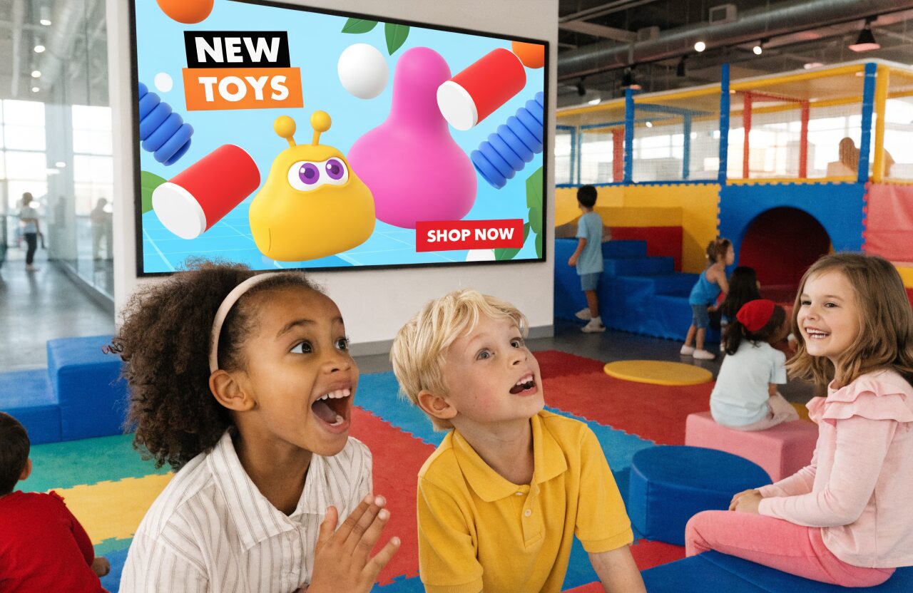 Advertising a toy launch: kids and parents together